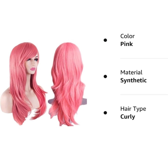 Akstore 28" 70cm Fashion Wigs Long Wavy Curly Hair Cosplay Wig & Wig Cap (Pink) - Picture 7 of 7